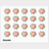 Winter Peony Monogram Ronde Sticker (Vel)