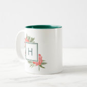 Winter Peony Monogram Tweekleurige Koffiemok (Voorkant links)