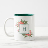 Winter Peony Monogram Tweekleurige Koffiemok (Links)