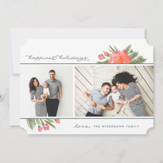 Winter Peony | Twee fotofeestdagen Feestdagenkaart (Voorkant)