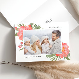 Winter Peony | Vakantievisiefoto gevouwen Feestdagen Kaart