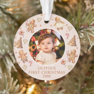 Winter peperkoek Baby Eerste Kerstmis Foto Ornament