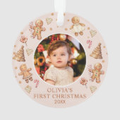 Winter peperkoek Baby Eerste Kerstmis Foto Ornament (achterkant)