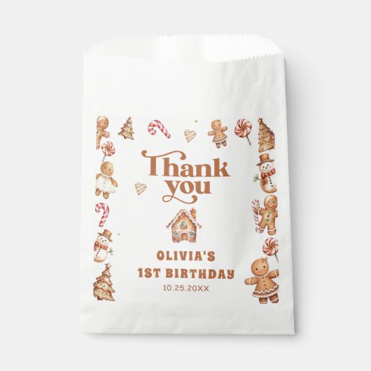 Winter peperkoek Kerstkoekje Verjaardag Bedankzakje (Voorkant)