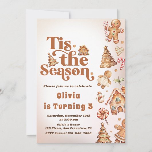 Winter peperkoek Kerstkoekje Verjaardagsfeest Kaart (Voorkant)