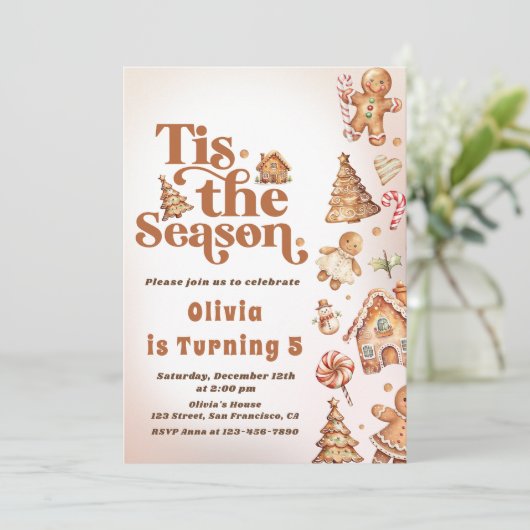 Winter peperkoek Kerstkoekje Verjaardagsfeest Kaart (Staand voorkant)