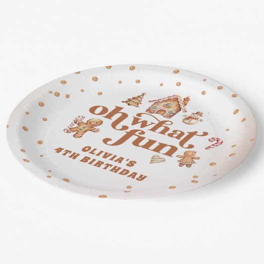 Winter peperkoek Kerstkoekje Verjaardagsfeest Papieren Bordje (Gekanteld)