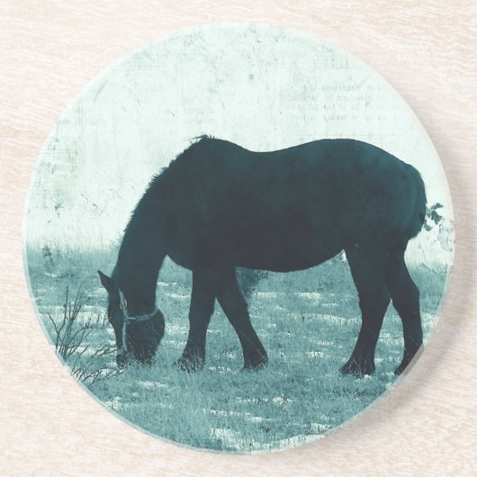 Winter Percheron Zandsteen Onderzetter (Voorkant)
