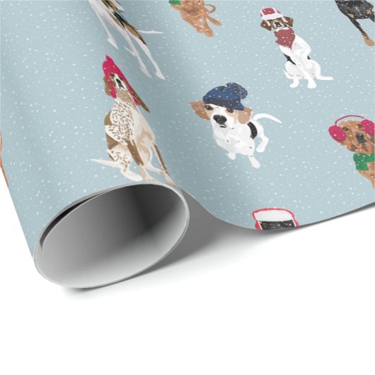 Winter Pet Coonhounds Cadeaupapier (Rol Hoek)