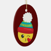 Winter Pet Emoji kerstversiering Keramisch Ornament (Rechts)