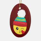 Winter Pet Emoji kerstversiering Keramisch Ornament (Links)