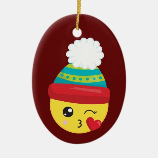Winter Pet Emoji kerstversiering Keramisch Ornament (Voorkant)