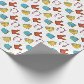 Winter petten kleurrijk schattig cadeaupapier (Hoek)