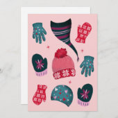 Winter Petten & wanten Kerst Kaart (Voorkant / Achterkant)