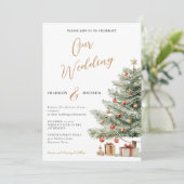 Winter Photo Wedding Holiday Invitation Kaart (Staand voorkant)