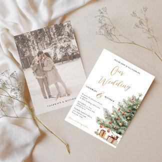 Winter Photo Wedding Holiday Invitation Kaart