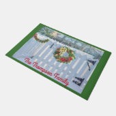 Winter Picket hek en vakantiekrans Deurmat (Schuin)