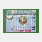 Winter Picket hek en vakantiekrans Deurmat (Voorkant)