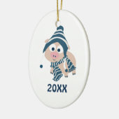 Winter Pig Keramisch Ornament (Links)