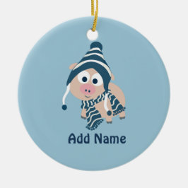 Winter Pig Keramisch Ornament