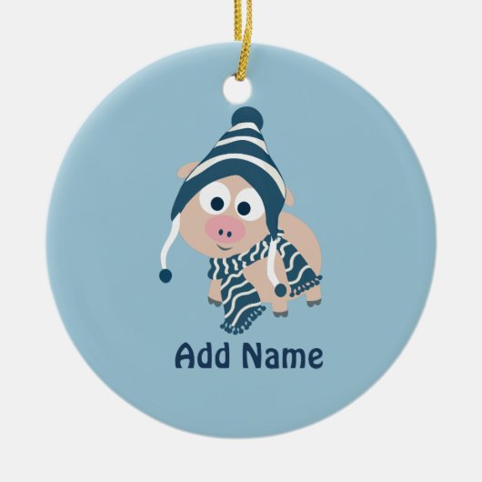 Winter Pig Keramisch Ornament (Voorkant)