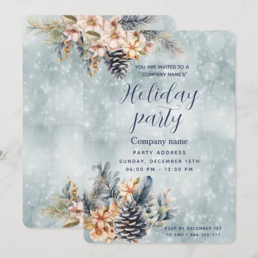 Winter Pijnappel kegel bloemenvakantie feestje cor Kaart (Voorkant / Achterkant)