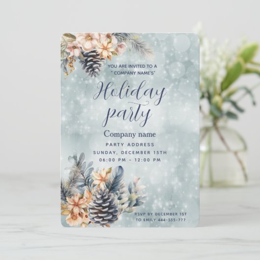 Winter Pijnappel kegel bloemenvakantie feestje cor Kaart (Staand voorkant)