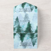 Winter Pijnbomen Bos Sneeuw RSVP Bruiloft All In One Uitnodiging (Buitenkant)