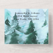 Winter Pijnbomen Bos Sneeuw RSVP Bruiloft All In One Uitnodiging (Achterkant)