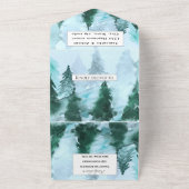 Winter Pijnbomen RSVP Waterverf Bos Bruiloft All In One Uitnodiging (Buitenkant)