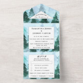 Winter Pijnbomen RSVP Waterverf Bos Bruiloft All In One Uitnodiging (Binnen)