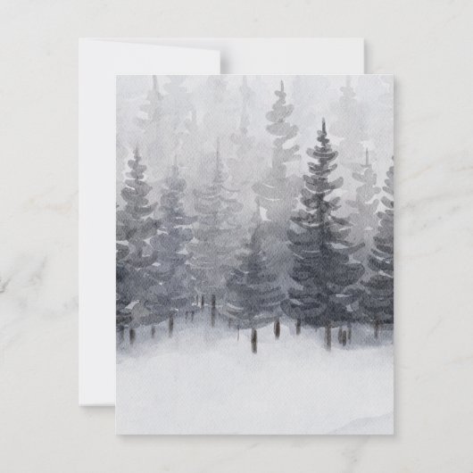 Winter Pijnbomen Waterverf bruiloft uitnodiging (Achterkant)