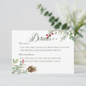 Winter Pijnboom Bessen Moderne Details Bruiloft Informatiekaartje (Staand voorkant)