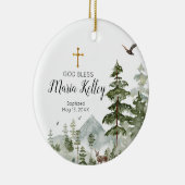 Winter Pijnboom gepersonaliseerd meisje doop Keramisch Ornament (Rechts)