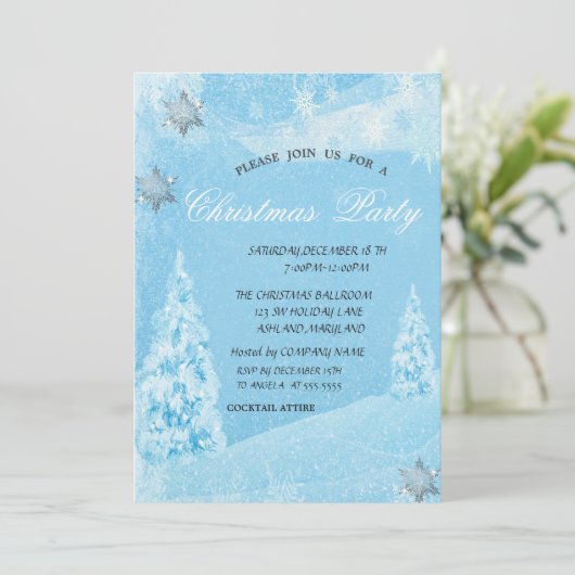 Winter, pijnboom, Snowflakes kerstfeest Kaart (Staand voorkant)