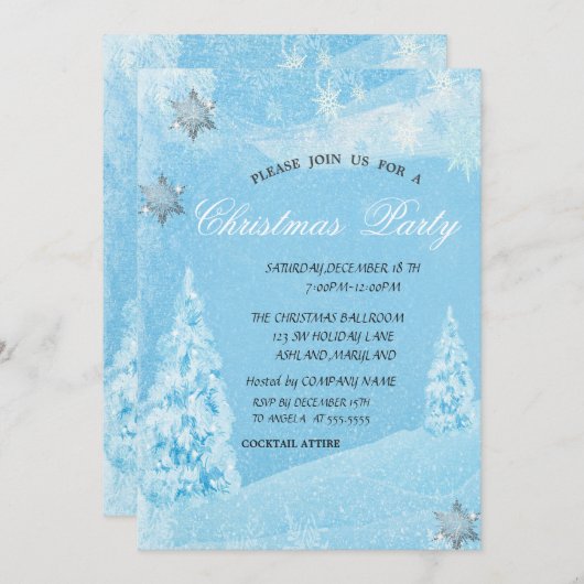 Winter, pijnboom, Snowflakes kerstfeest Kaart (Voorkant / Achterkant)