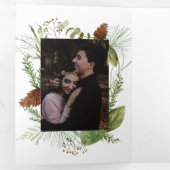 Winter Pijnboomgroen Tri Fold bruiloft uitnodiging (Binnenzijde eerst)