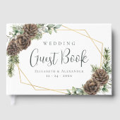 Winter Pijnstok groen Waterverf bruiloft Gastenboek (Voorkant)