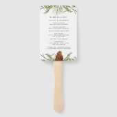 Winter Pin Forest groen bruiloft programma Handwaaier (Achterkant)