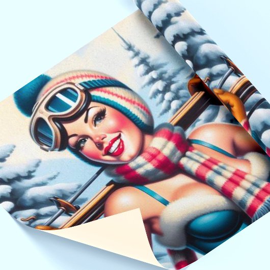 Winter Pin-up Meisje Cadeaupapier