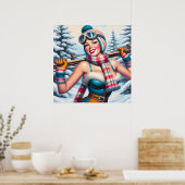 Winter Pin-up Meisje Poster (Keuken)