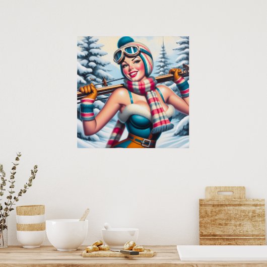 Winter Pin-up Meisje Poster (Keuken)
