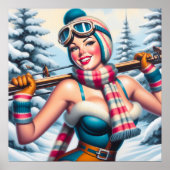 Winter Pin-up Meisje Poster (Voorkant)