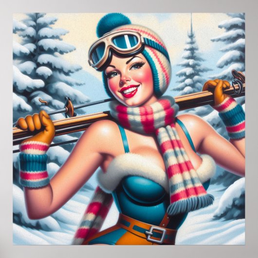 Winter Pin-up Meisje Poster (Voorkant)