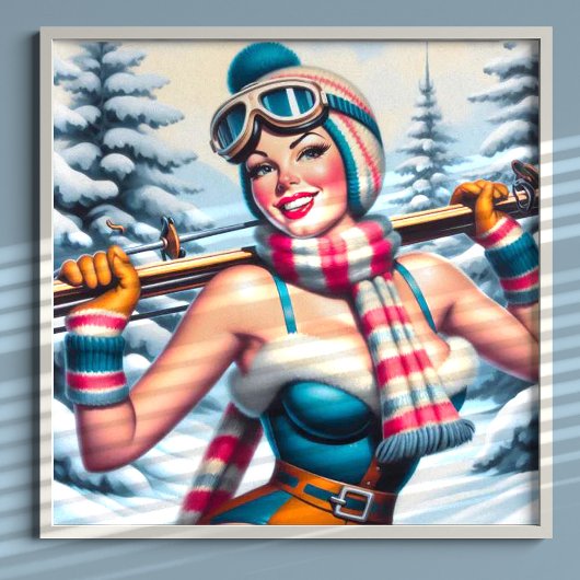 Winter Pin-up Meisje Poster