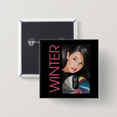 Winter Pin Vierkante Button 5,1 Cm (Voorkant /achterkant)