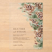 Winter Pine Acryl Huwelijksuitnodiging Acryl Uitnodigingen (Voorkant)