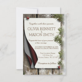 Winter Pine and Snowflakes Weddenschap Card Kaart