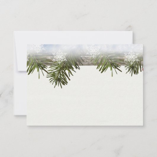 Winter Pine and Snowflakes Weddenschap Card Kaart (Achterkant)