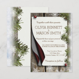 Winter Pine and Snowflakes Weddenschap Card Kaart